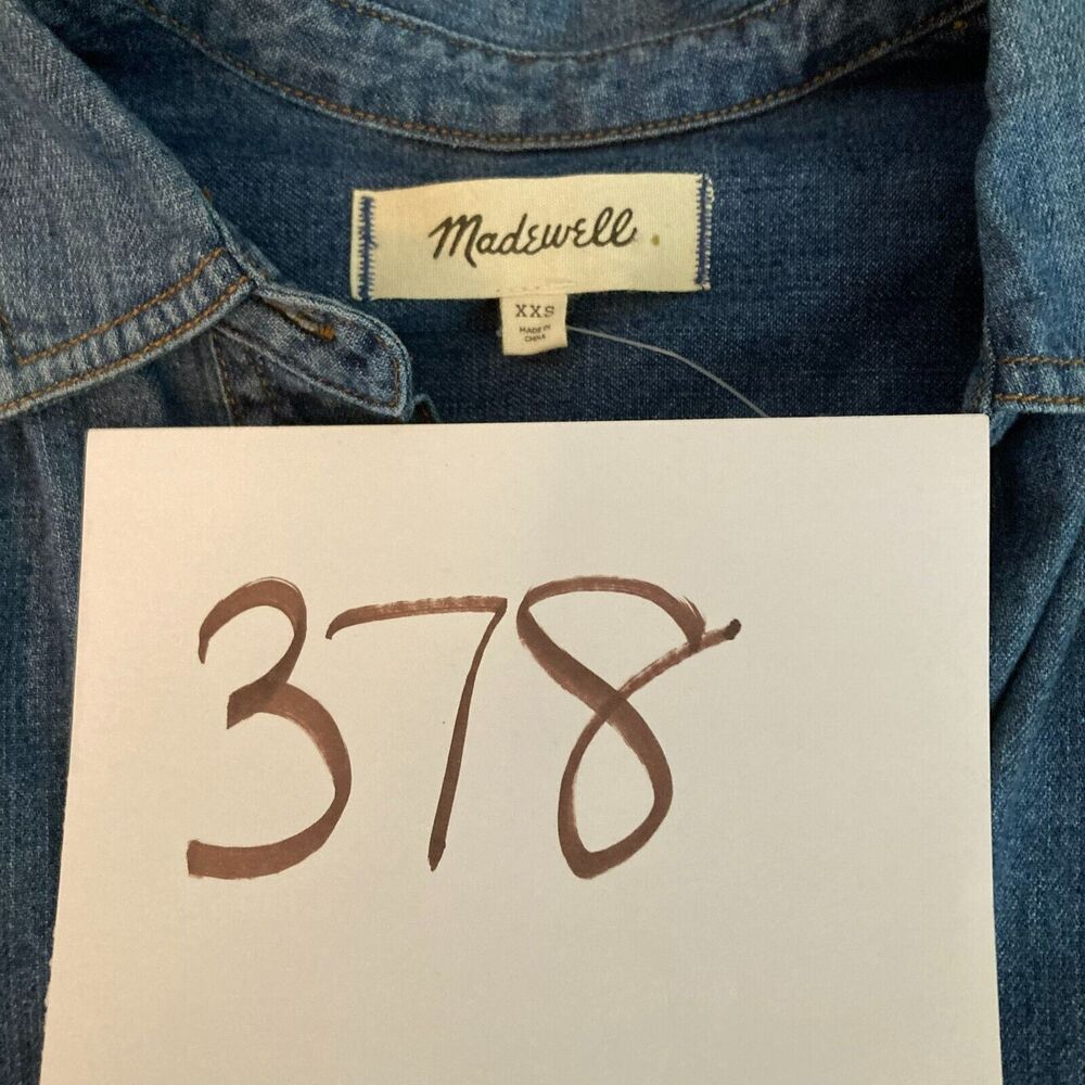 Madewell Dress Womens Sz XXS Blue Denim Shirt Cotton Button Up‎ Collared Raw Hem - Picture 11 of 11